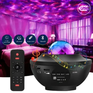 Galaxy Projector Starry Night Light with Bluetooth Speaker | 21 Modes RGB Ocean Wave Projector Lamp with Remote & Adjustable Brightness