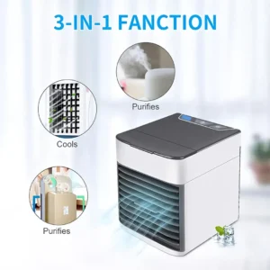 Portable Mini Air Cooler USB 3 in 1 Personal Evaporative Air Conditioner with LED Night Light Quiet Desktop Cooling Fan for Bedroom Office Travel 1
