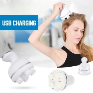 Rechargeable Electric Scalp Massager with 4 Silicone Massage Clusters Portable Head Neck Body Relaxation Massager for Stress Relief Hair Care 1