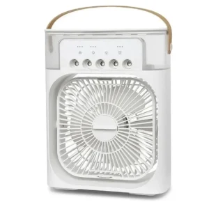 10 Inch Portable Mist Fan | 3-in-1 USB Air Cooler with Humidifier & LED Lights | USB Mini Air Conditioner Fan with Water Mist & Humidifier Function | 3 Speed Rechargeable Cooling Fan | Random Color
