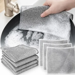 10 PCS Metal Wire Dish Cleaning Cloth Set | Heavy Duty Kitchen Scrubber, Scratch-Free Dish Washing Cloth for Pots, Pans, Dishes, Sink, Stove | Reusable Multipurpose Cleaning Pad for Home Kitchen