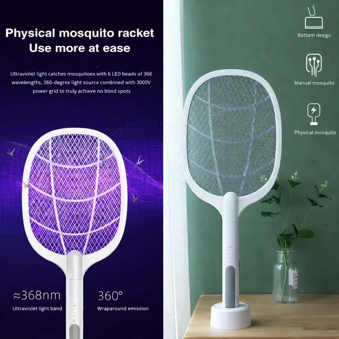 Nova USB Rechargeable Mosquito Racket ME-903 | Electric Bug Zapper Bat with Stand | Indoor & Outdoor Insect Killer - Image 6