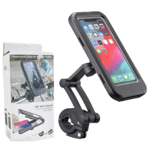 Waterproof Bike Phone Mount 360° Rotation Motorcycle Mobile Holder | Universal Bicycle Handlebar Phone Case with Touch Screen for GPS Navigation (Up to 6.7")