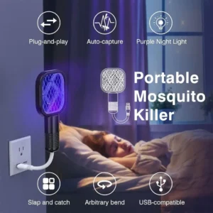Portable Mini Mosquito Swatter USB Rechargeable Mosquito Killer Racket with LED UV Light 1