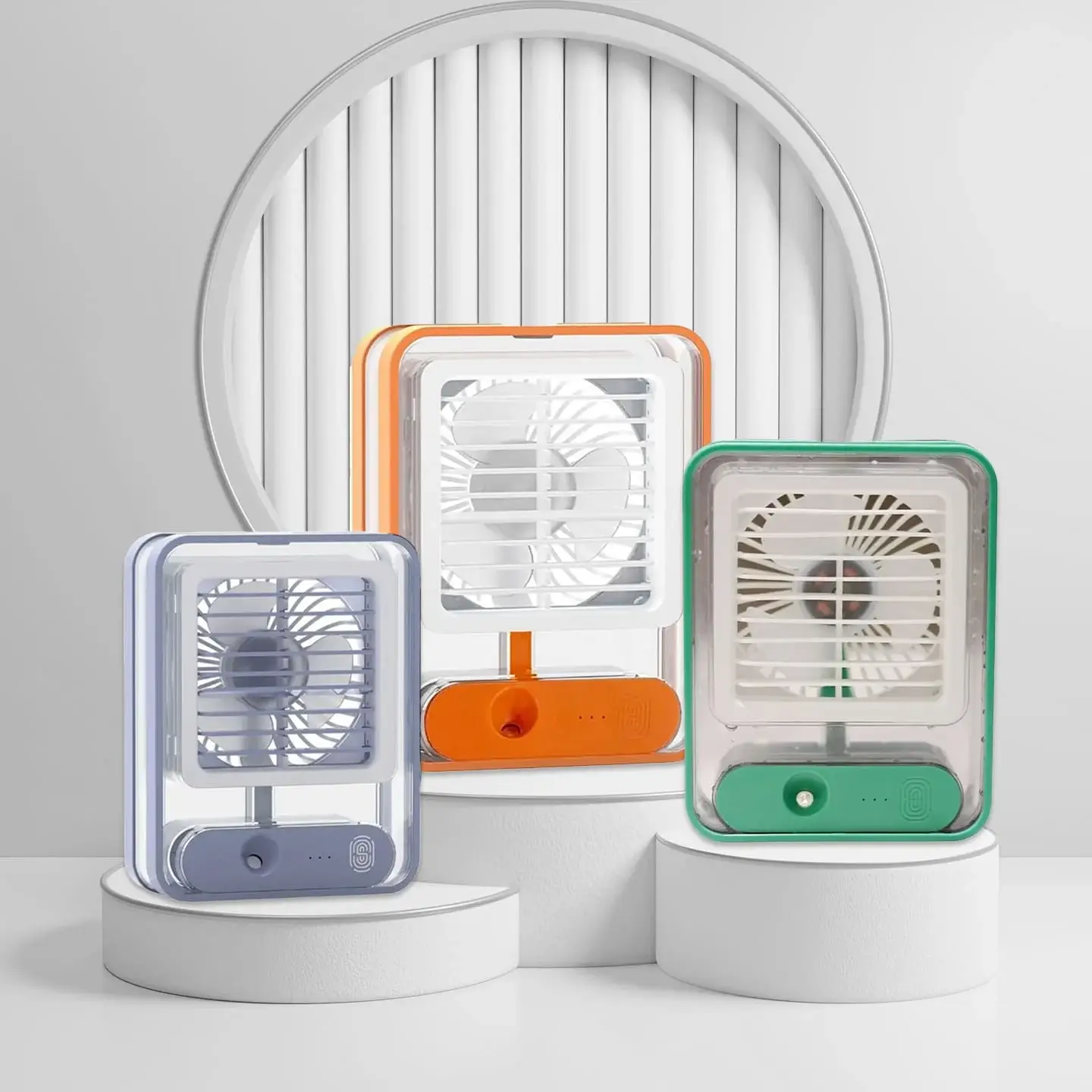 Portable USB Air Cooler Fan 3 Speed, Mist Spray, Rechargeable with Built in LED Light for Home, Office & Travel (Random Color) - Image 3