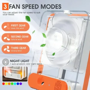 Portable USB Air Cooler Fan 3 Speed Mist Spray Rechargeable with Built in LED Light for Home Office Travel Random Color 4