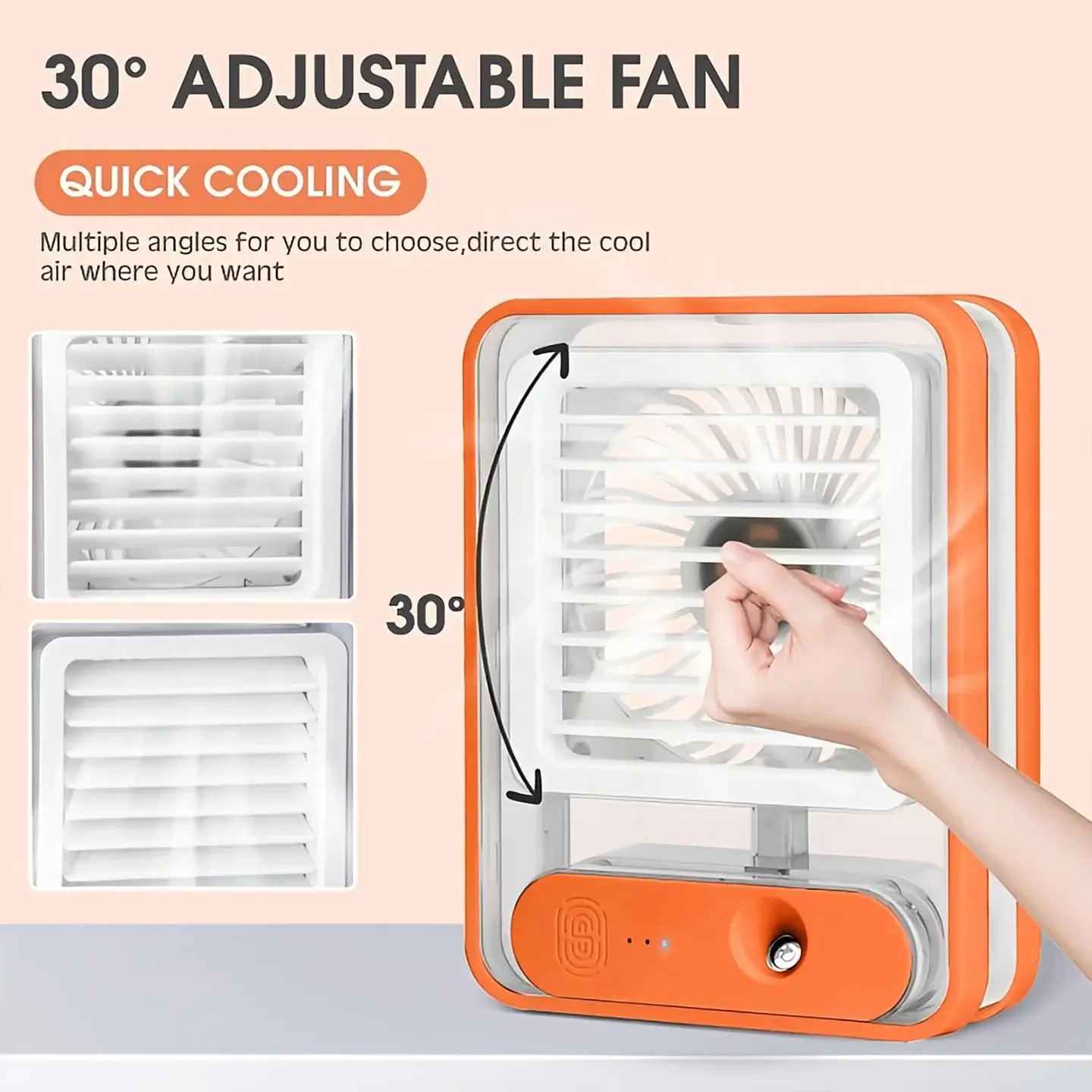 Portable USB Air Cooler Fan 3 Speed, Mist Spray, Rechargeable with Built in LED Light for Home, Office & Travel (Random Color) - Image 7