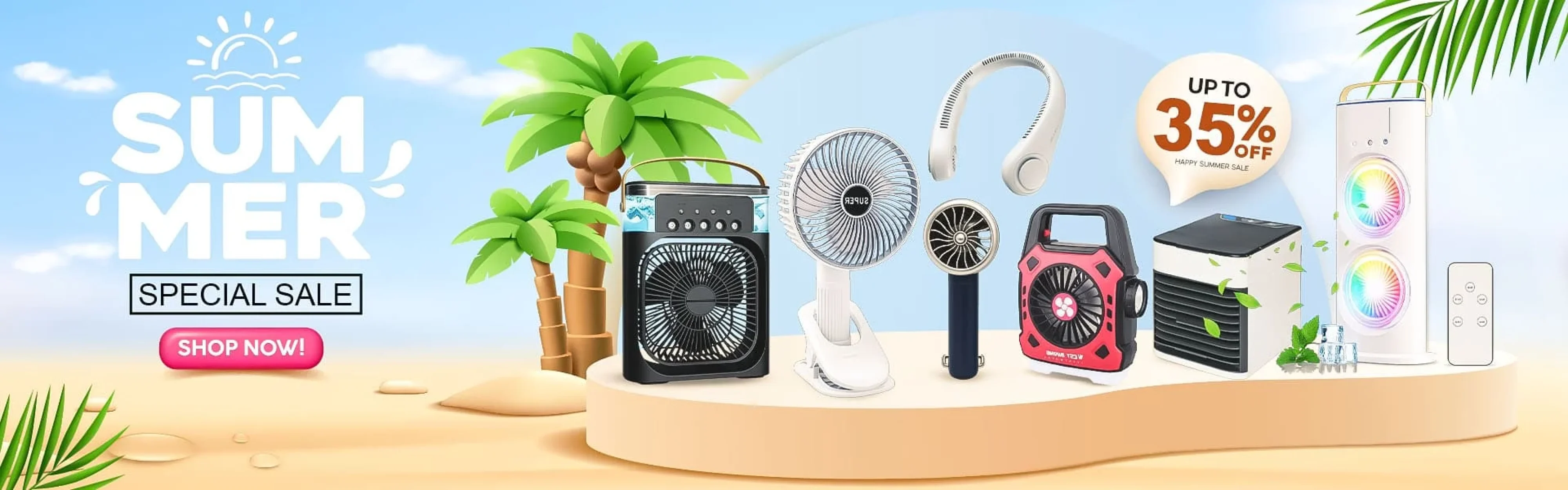 Summer Special Sale at OneStop Dukan with up to 35 percent off on portable fans, neck fans, air coolers, and cooling gadgets.